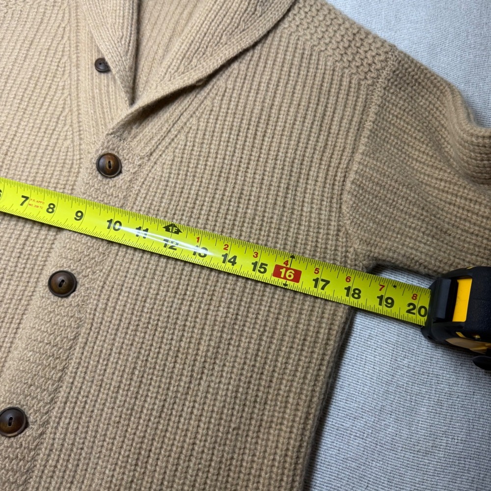 Polo Ralph Lauren Cardigan Women S Tan Wool Cashmere Shawl Collar Ribbed Knit - Picture 4 of 8